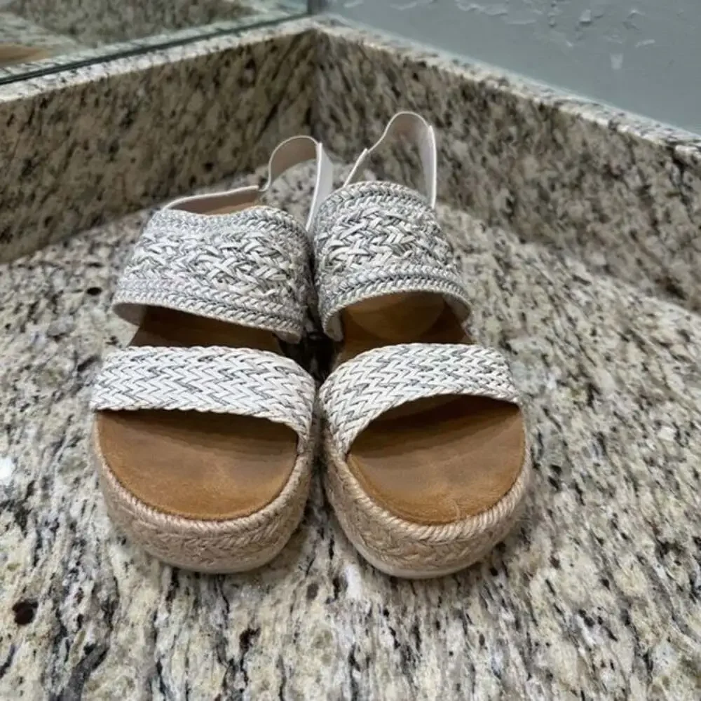 Women's White Woven Sandals